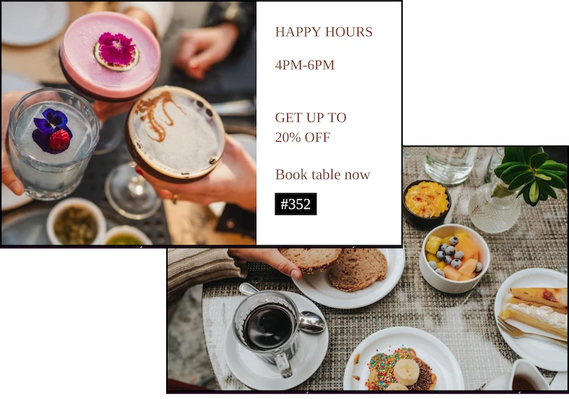 Restaurant happy hour digital signage promotion drinks
