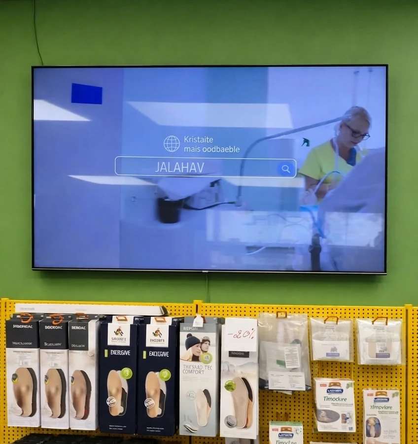 Pharmacy digital signage screen product display In store