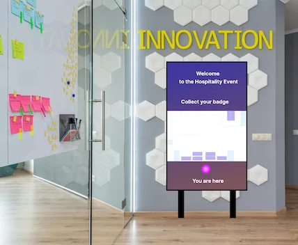 Event navigation digital signage screen with directions and information