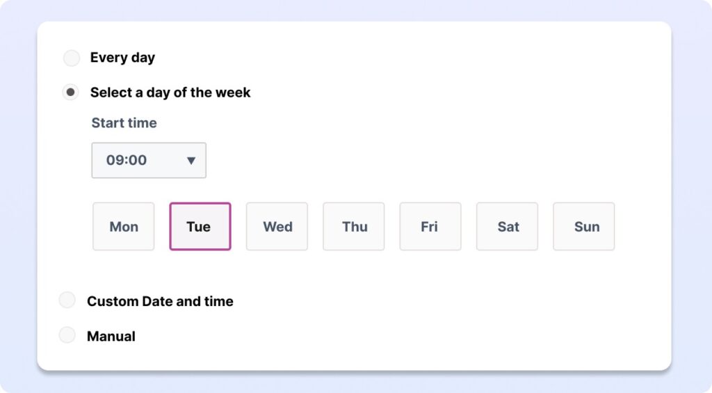 content scheduling options