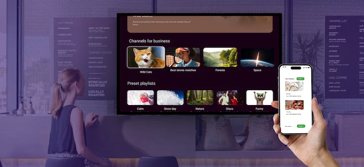 Buzzblender digital signage tv screen playlists controlled from mobile phone