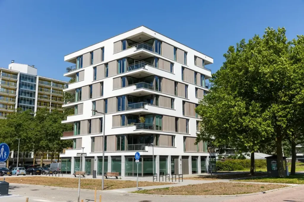 Office building of business using digital signage solution for internal communication