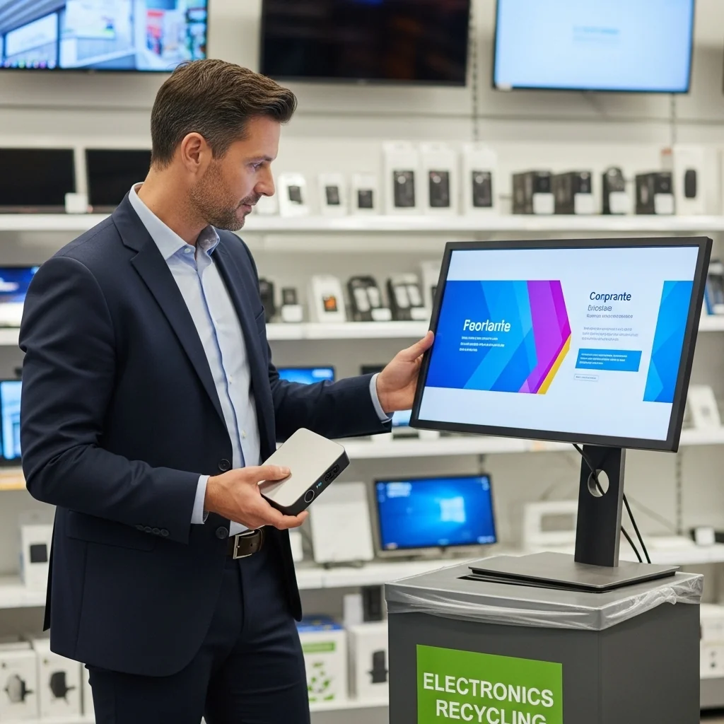 Digital signage setup with media player connected to screen