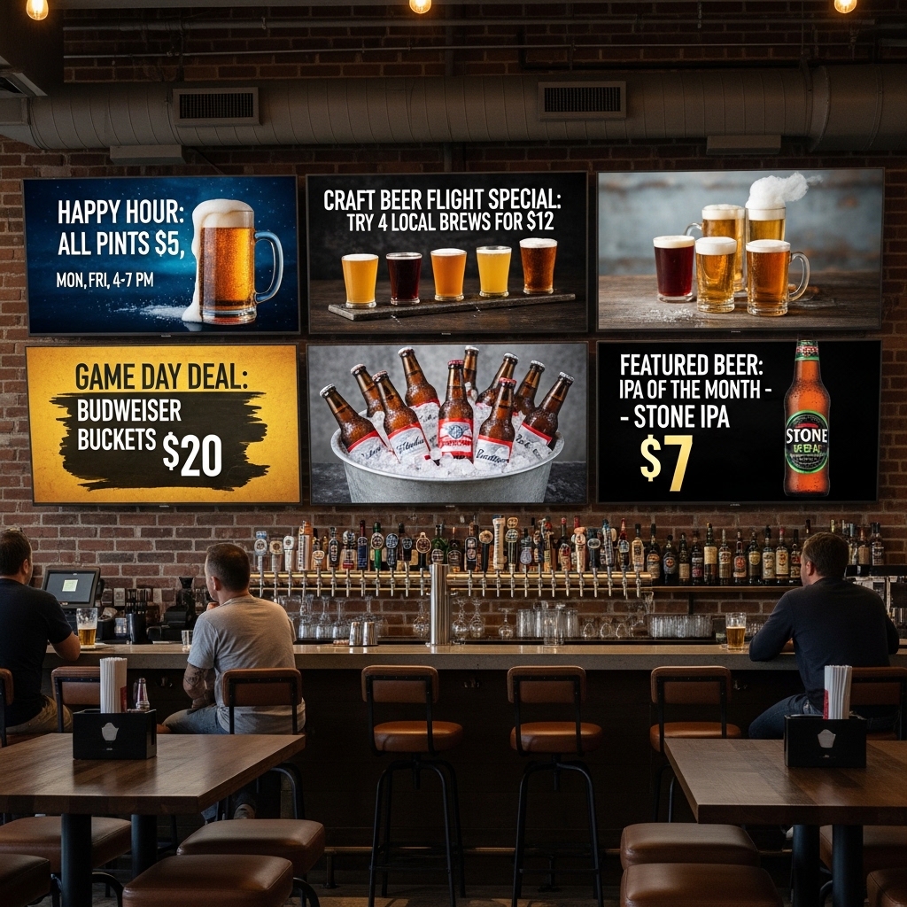 example of digital signage software in the bar for samsung tv