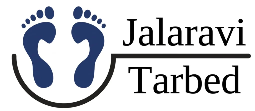 Jalaravi tarbed logo with footprints icon for digital signage case