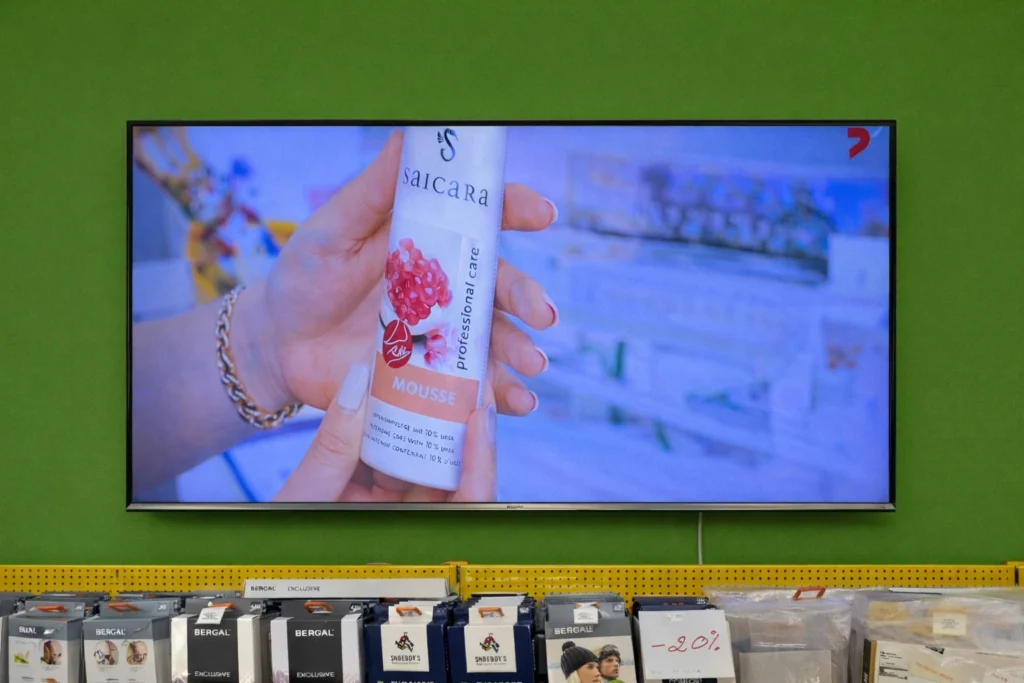 Retail digital signage Product advertising screen in store