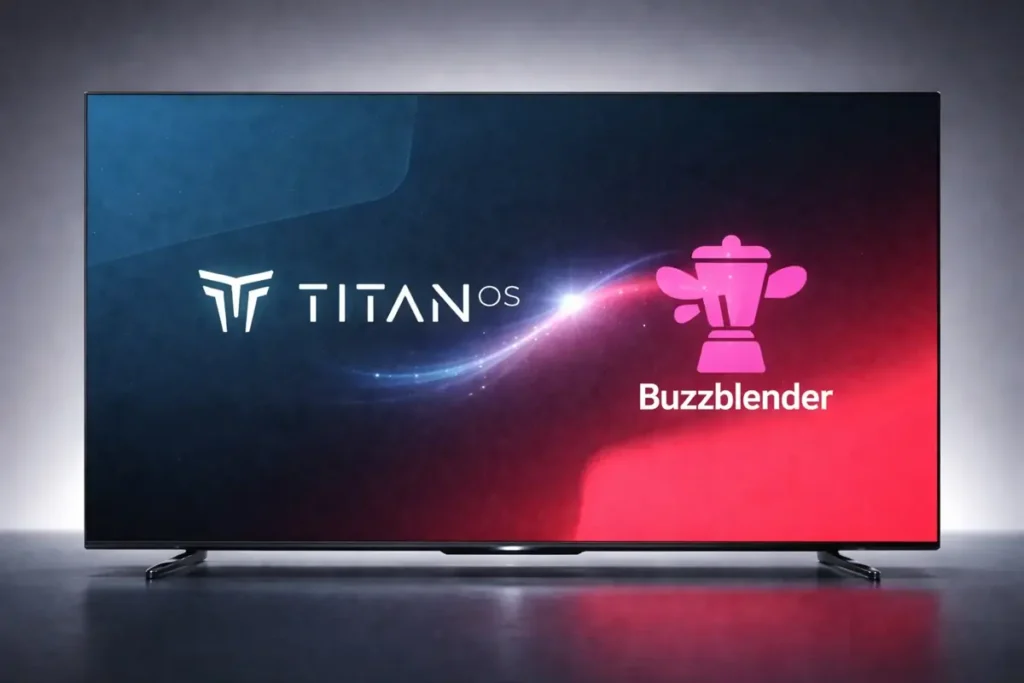 Buzzblender app screen on Titan OS displayed on Philips TV