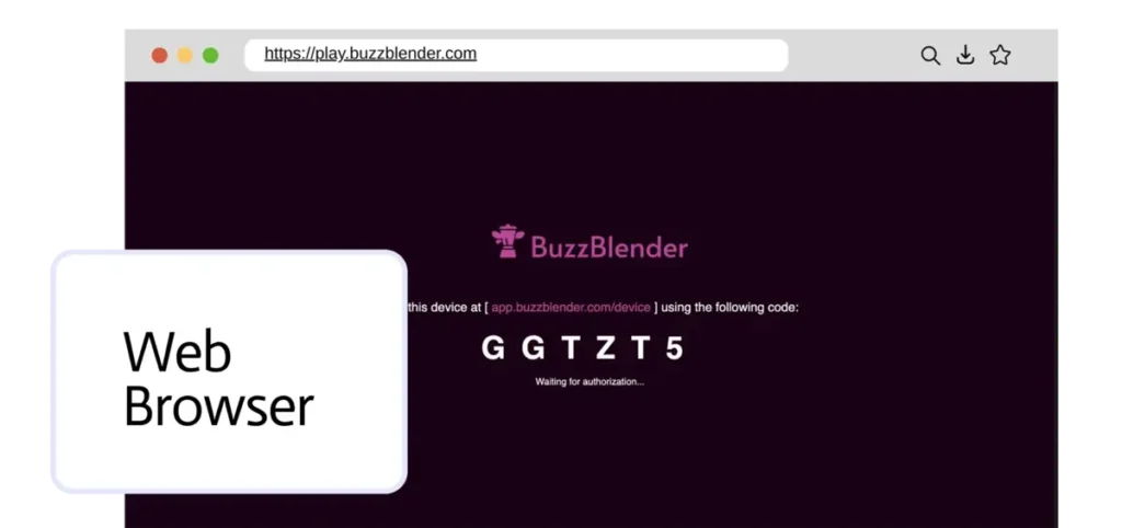 BuzzBlender digital signage device activation screen in web browser