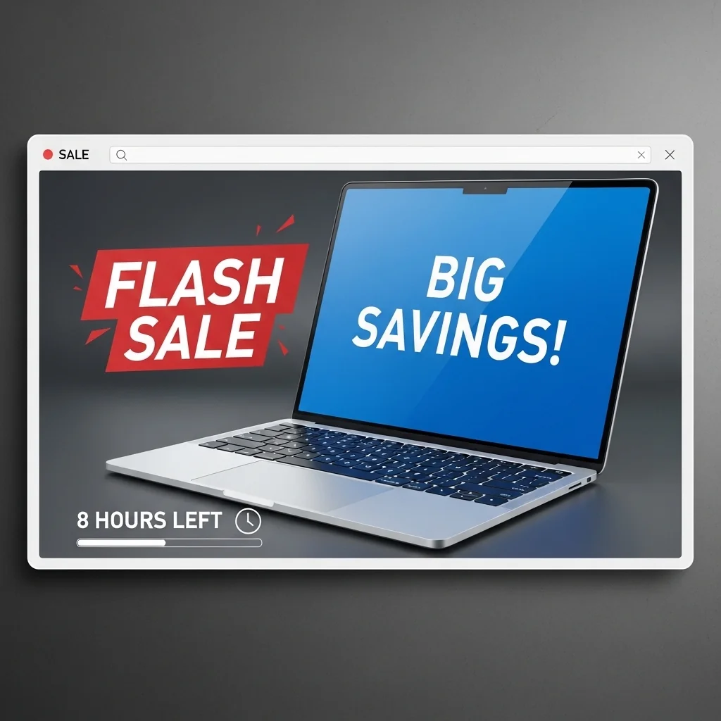 Flash sale promotion displayed via web browser digital signage software