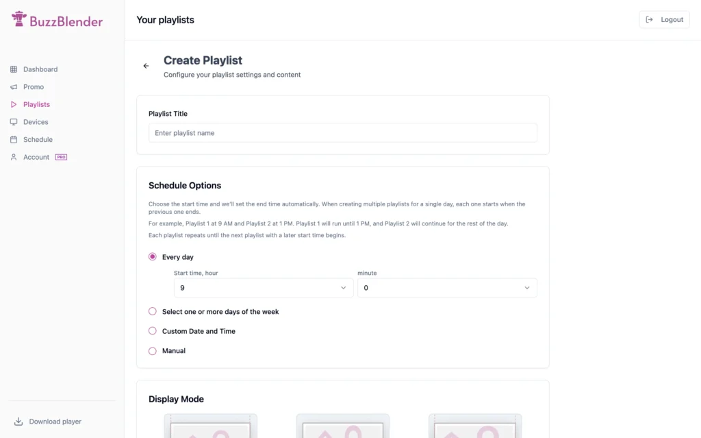 Buzzblender Admin Panel