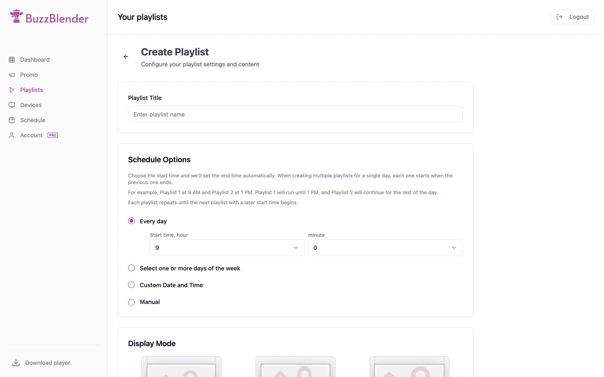Buzzblender Admin Panel