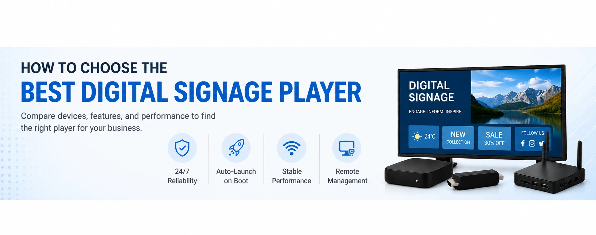How to choose the best digital signage player banner with Android TV devices and signage screens