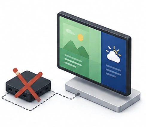 Digital signage display operating without an external media player