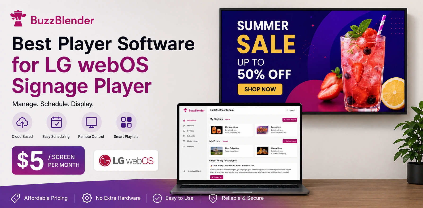 [$5/Screen] 7 Player Software for LG webOS Signage Player